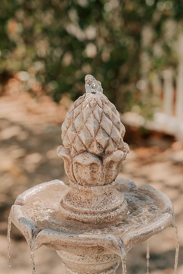 XBrand Outdoor Water Fountain 51 inch 3-Tier Garden Fountain with Pump, Weather Resistant Resin Patio & Yard Waterfall Feature - Beige