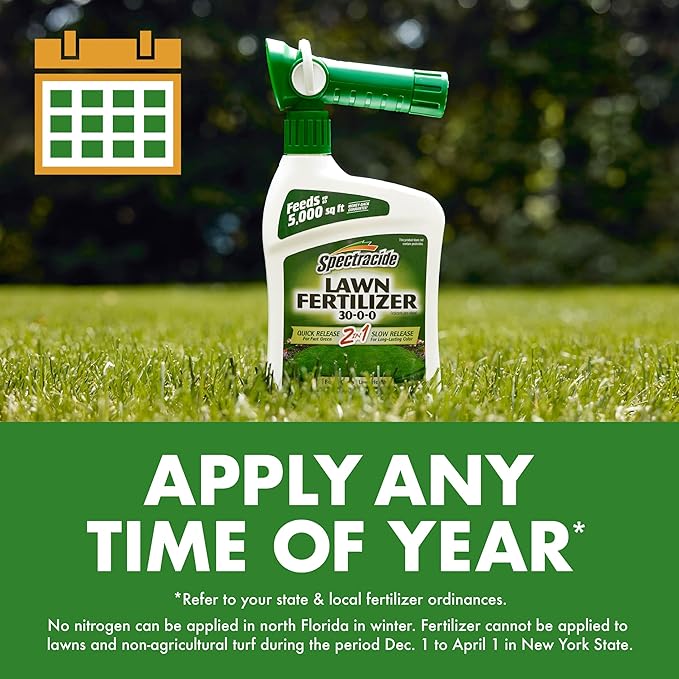 Spectracide Lawn Fertilizer 30-0-0, 3 Count, 2-in-1 Formula Boosts Overall Lawn Strength, Promotes Thick, Green Growth Without Burning