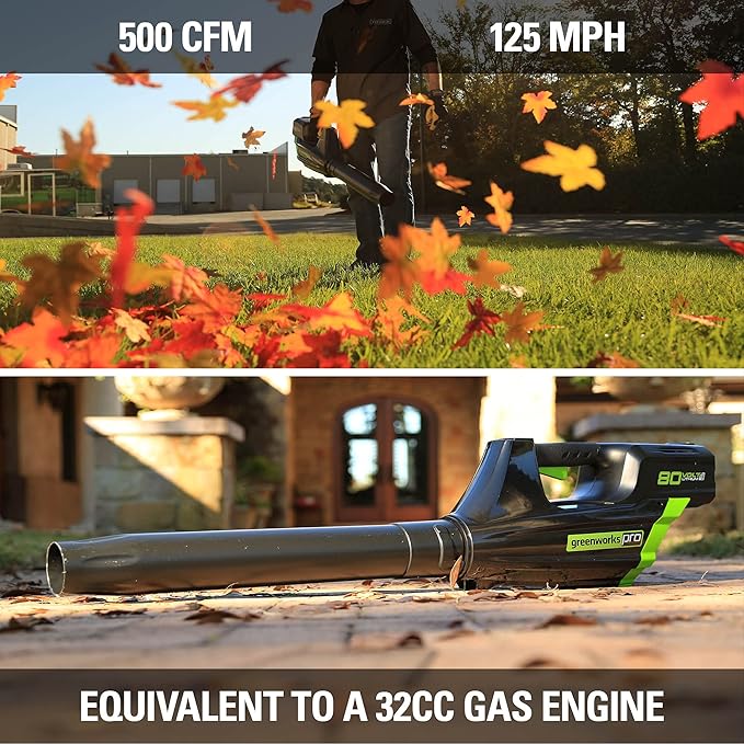 Greenworks 80V Brushless Cordless Yard Tool Combo Kit with 2.0Ah Battery & Rapid Charger – 16" Dual-Line String Trimmer and 500 CFM / 125 MPH Leaf Blower, Variable Speed, 4-Year Warranty