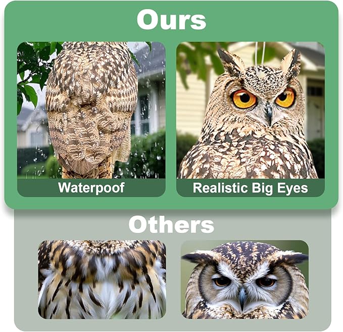 4PCS Reflective Hanging Ow Scarer Devices Owl Hanging Decoration Woodpecker Control Device with Reflective Tape for Garden Patio Windows Farm