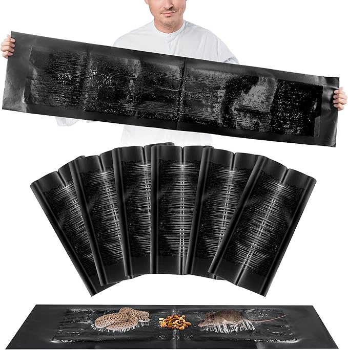 6 Pack 47 x 11 Mouse Glue Traps, Large Super Sticky Rat Glue Traps, Anti Slip and Pet Friendly, Peanut Scented Mice Sticky Board That Work for Home Indoor Outdoor Restaurant Kitchen Office