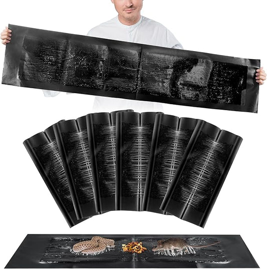 6 Pack 47 x 11 Mouse Glue Traps, Large Super Sticky Rat Glue Traps, Anti Slip and Pet Friendly, Peanut Scented Mice Sticky Board That Work for Home Indoor Outdoor Restaurant Kitchen Office