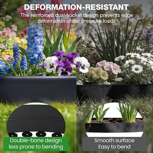 3in Tall,40ft Landscape Edging Kit with 60pcs Metal Spikes, Reinforced Rib Design,No-Dig Flexible Plastic Edge Border for Landscape, Lawn,Garden,Flower Beds,Yard,Paver,Playground, Fence,Pathway,Black