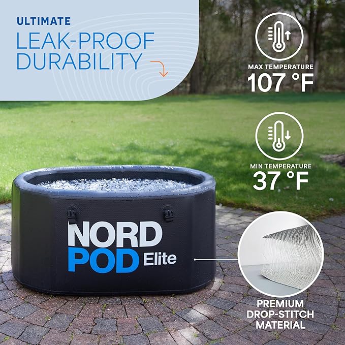 Lifepro NordPod Elite Cold Plunge Tub – Portable Ice Bath for Recovery & Therapy – Outdoor/Indoor XL Plunge Tub with Lid & Air Pump – 57 Gallon Capacity