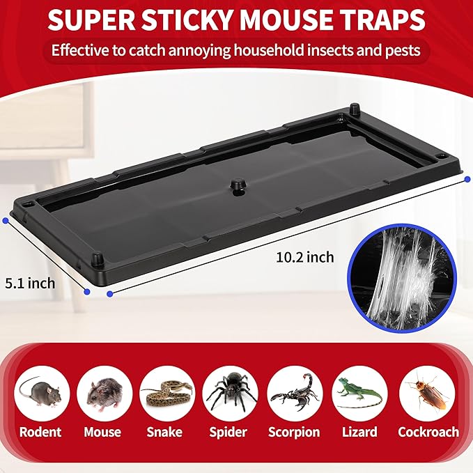 LULUCATCH Glue Mouse Traps Indoor for Home 30 Pack, Pre-Baited Sticky Plastic Glue Boards for House, Snake, Lizard, Insect, Mice, Rats & Spider Traps, Pet Safe Pest Control