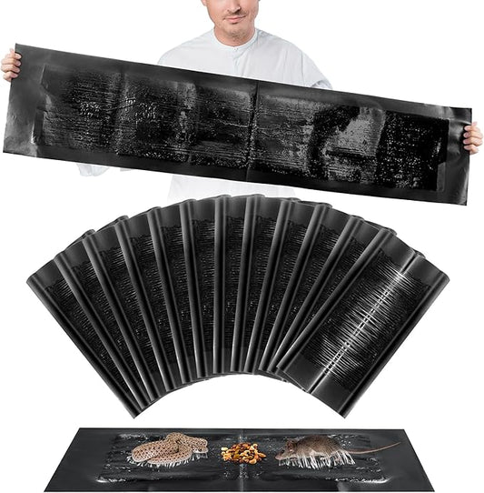 12 Pack 47 x 11 Mouse Glue Traps, Large Super Sticky Rat Glue Traps, Anti Slip and Pet Friendly, Peanut Scented Mice Sticky Board That Work for Home Indoor Outdoor Restaurant Kitchen Office