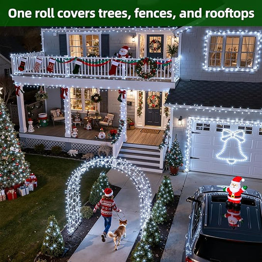 300LED Christmas Lights Outdoor Indoor Use, 12 Lighting Modes 75ft Christmas Tree Lights with Timer, Dimmable Cool White LED StringLights Waterproof for Yard Tree Wedding Party Holiday Cool White