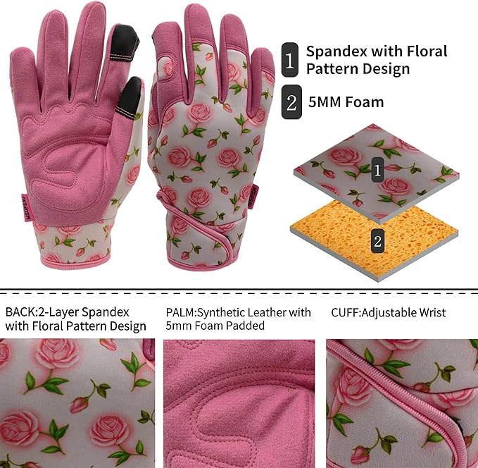 Thorn Proof&Puncture Resistant Gardening Gloves with Grip,Garden Glove for Women, Leather Yard Work Gifts