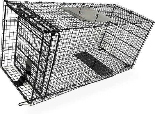 Humane Way Folding 42 Inch Live Humane Animal Trap - Safe Traps for All Animals - Dogs, Raccoons, Cats, Groundhogs, Opossums, Coyote, Bobcat - 42"x16"x18"