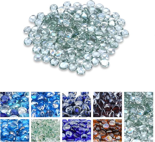 GasSaf Clear Fire Glass Beads for Outdoor Fire Pit, Fireplace, Replaces Existing Gas Logs & Lava Rocks, 3/4 Inch Glass(10 Pound)(Crystal Clear Luster)