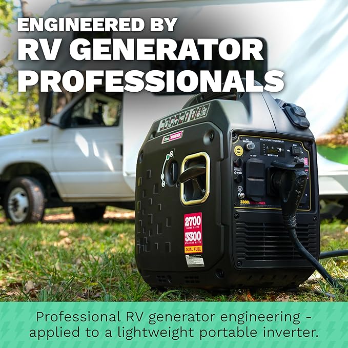 RVMP Flex Power 3300W Portable Inverter Generator - Engineered by RV Generator Professionals, 30 Amp Ready
