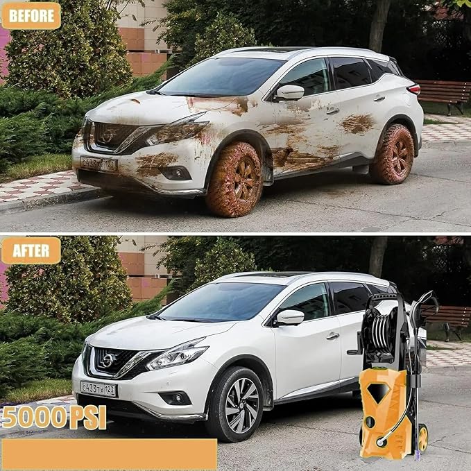 Imdot 5000PSI Eectric Pressure Washer 2025 2.8GPM High Power Washer with 4 Pressure Nozzle and Soap Bottle for Home, Car Washing, Fence Cleaning, Patio (Orange)