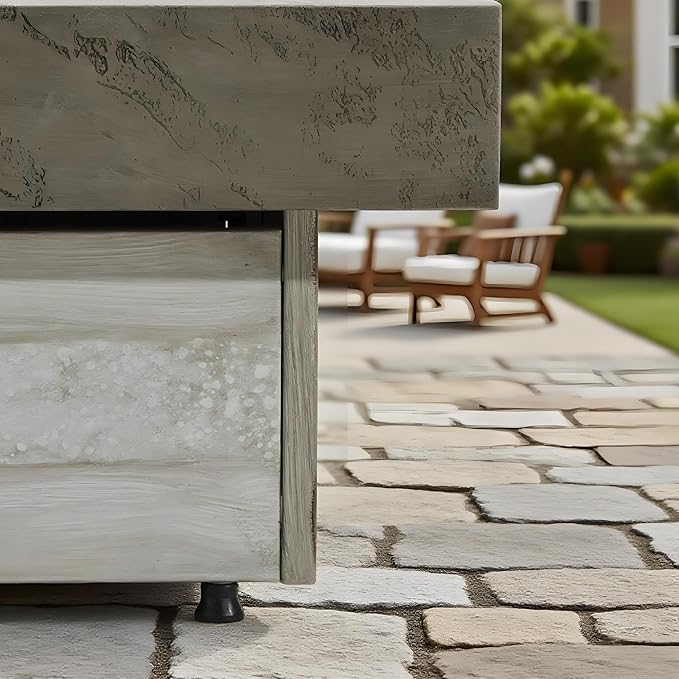 Propane Fire Pit Table, 48 Inch Firepits for Outside, Rectangle Gas Fire Pits for Outside Patio, Deck, Backyard, 50000BTU, Free Waterproof Cover, Tank Outside, Tank Not Included, Cement Grey