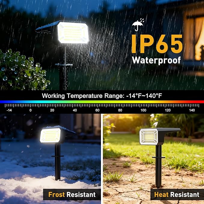 NACINIC Solar Spot Lights Outdoor Waterproof IP65, [4 Pack/100 LED/4 Modes] 2-in-1 Solar Landscape Spotlights, Auto On/Off High Lumens Spot Lights for Outside Yard Garden Pathway(Cool White)