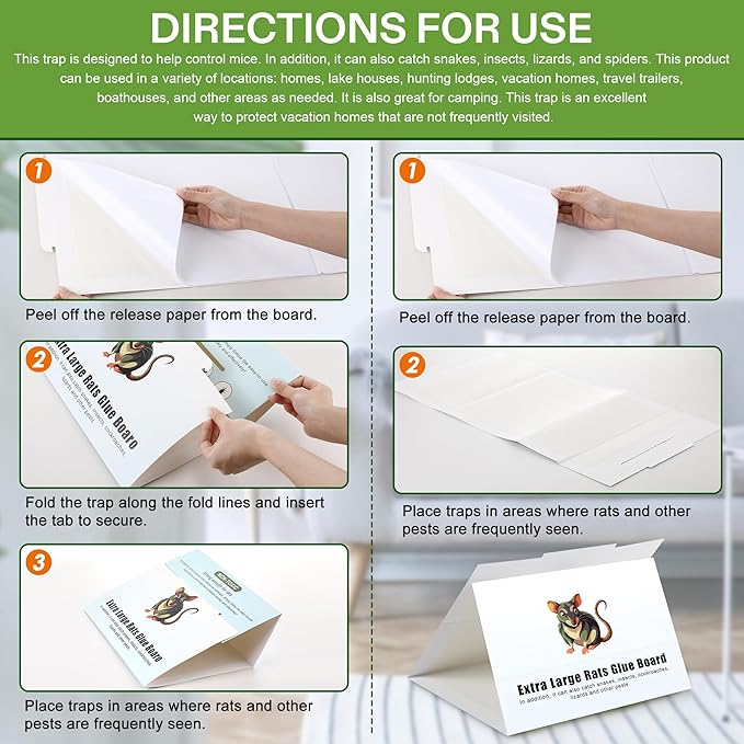Qualirey Extra Large Jumbo Rat & Mouse Glue Traps 4Pk, 28 x 14 Rat & Snakes Sticky Traps Indoor for Home, Non Toxic Pre Scented Adhesive Glue Boards for Mouse Rats Snake, Pet Safe Pest Control