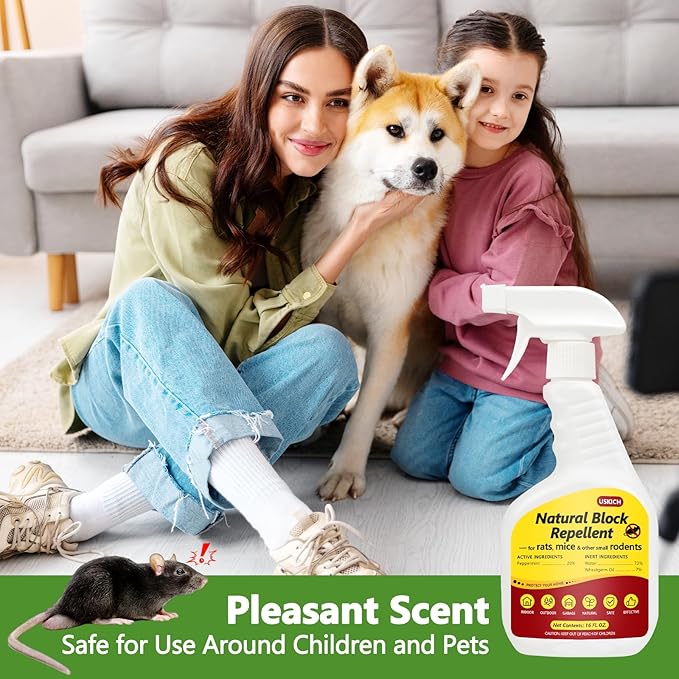 Peppermint Oil Rodent Repellent Spray for Vehicles -2 Pack Rodent Repellent & Mouse Repellent Spray, Natural Mice Repellent for Car Engines, RVs, Trucks & Boats - Safe Indoor & Outdoor Use,16oz