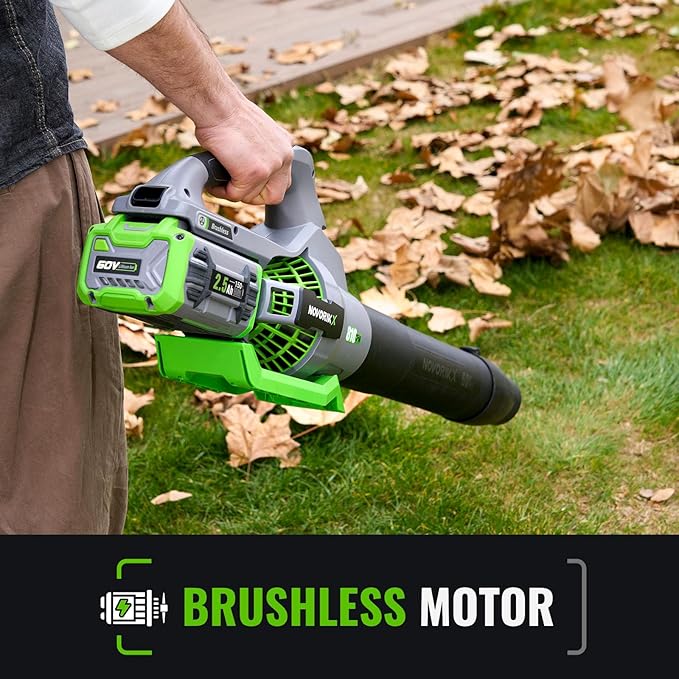 NovorikX Leaf Blower, 60-Volt 810 CFM Brushless Electric Cordless Leaf Blower, 2.5Ah Battery and Charger, Lightweight Leaf Blowers for Patio Care