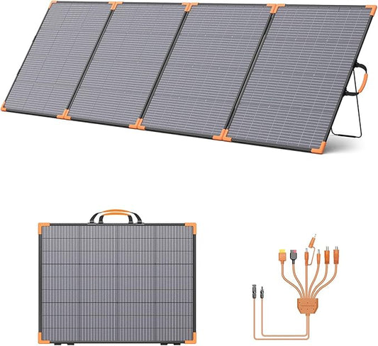 400W Bifacial Portable Solar Panel, 33V Lightweight Foldable Solar Charger for Power Station, IP68 Waterproof 23.5% High Efficiency with Adjustable Kickstands for Camping RVs Home Backup