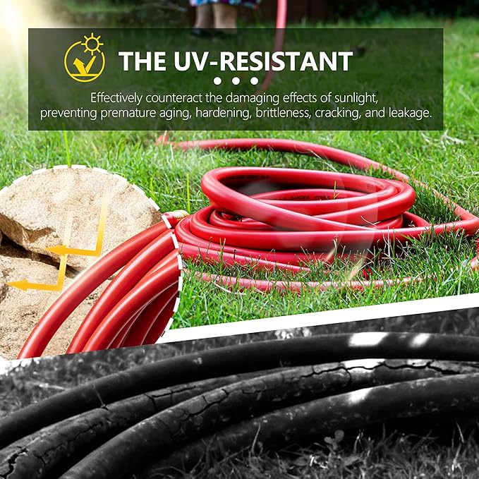 5/8" Garden Hose 30ft, -40℉ To 190℉ Hot/Cold, Heavy Duty,Flexible, 300psi Working, 1000psi Burst, 3/4" Brass Fittings with Hose Protector Coil Spring for Outdoor,Yard, Farm