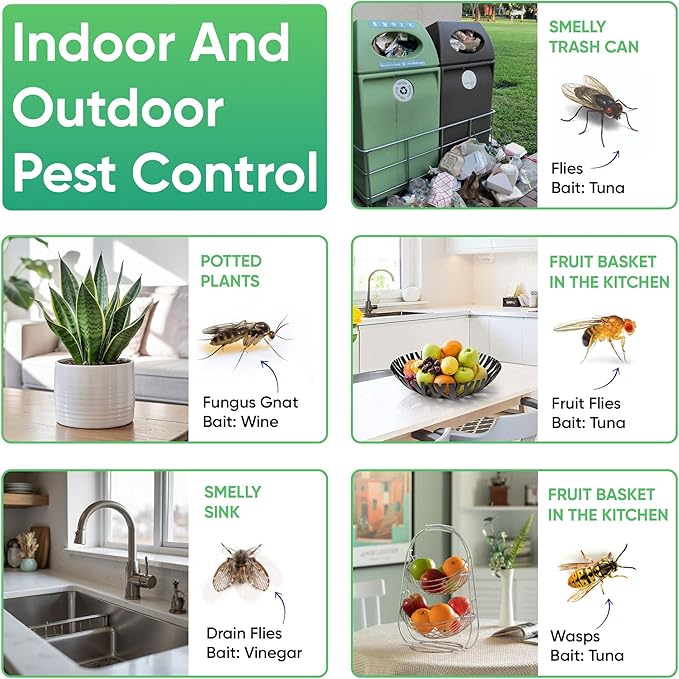 Sticky Fly Trap Indoor & Outdoor Pack of 4 | Hanging Fly Stick for Gnats, Flies, Wasps, Mosquitoes & Other Flying Bugs | Sticky Bug Traps | Home Pest Control | Flying Insect Trap Rolls | Ucatch