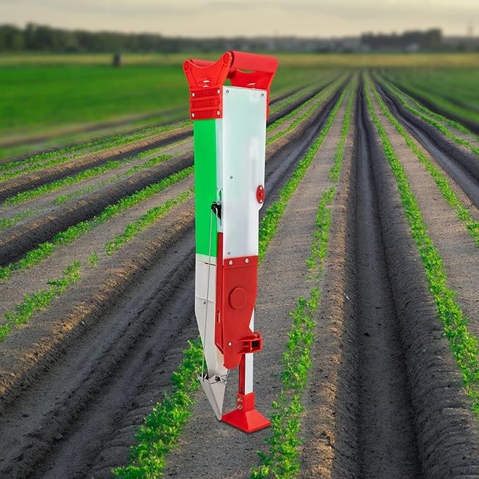 Stand-Up Manual Seeder, Adjustable Depth & Height Hand Planter Precision Sower Seed Dispenser Small Seed Distributing Tool with Interchangeable Mold for Corn Soybean Peanut Garden Planting
