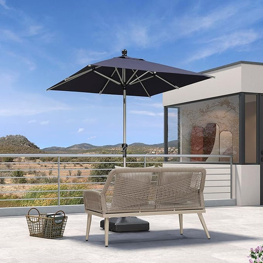 PURPLE LEAF 6' x 6' Square Patio Umbrella with Tilt Adjustment, Outdoor Table Umbrella Champagne Aluminum Frame, Market Umbrella Pool Umbrella for Deck Garden, Patio, or Poolside