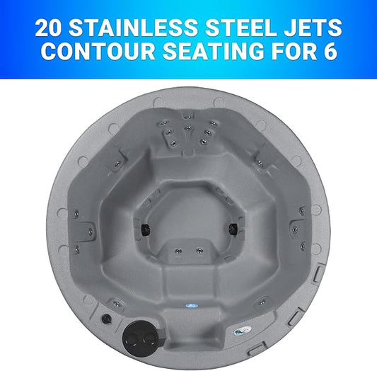 AquaLife Outback™ 5-6 Person 20-Jet Non-Lounger Hot Tub with LED Lighting and Insulated Cover