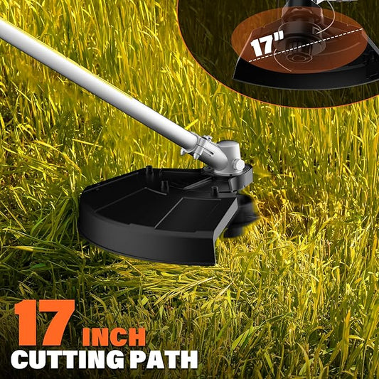 MAXLANDER 26cc Gas Weed Wacker, 2-in-1 Multi Tools, String Trimmer 17-Inch with 10-Inch Brush Cutter, Use 2 Cycle Air-Cooled Engine with Rubber Handle & Shoulder Strap Included, for Mowing Lawns