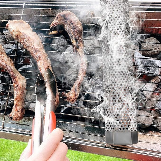 Smoke Tube 12" Smoker Tube for Pellet Grill 2 Pack Cold/Hot Smoking Generator for BBQ Stainless Steel Wood Pellet Tube Smoker Fit Electric Gas Charcoal Grill