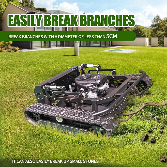 Lawn Mower, Remote Control Lawn, Small Crawler,22HP Gas Engine,Oil-Electric Hybrid Drive Lawn Mowing and Weed Whacker, All Terrain Grass Cutter Yard Mower, 65° Climbing (SKD-608-90TXC)