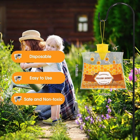6 Pack Disposable Wasp Traps Outdoor Hanging, Carpenter Bee Traps for Outside, Yellow Jacket Trap Hornet Trap, Carpenter Bee Killer Bug Outdoor Farm Garden