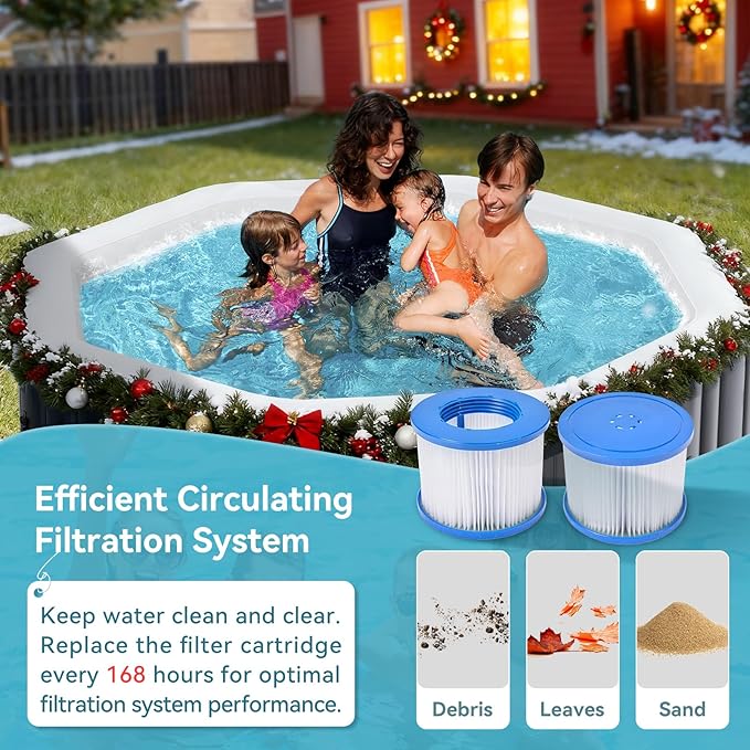 Inflatable Hot Tub, 4-6 Person Large Polygon Portable Blow Up Hot Tub, Leak-Proof PVC Outdoor Spa with 130 Air Jets, Heater Pump and Insulated Cover, 77” X 25”