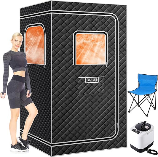 GarveeHome Sauna Box,Portable Sauna for Home with 4L 1500W Steamer,Portable Steam Sauna Tent with 600D Oxford，Explosion Zroof Zip,99 Mins Timer,Foldable for Home Spa