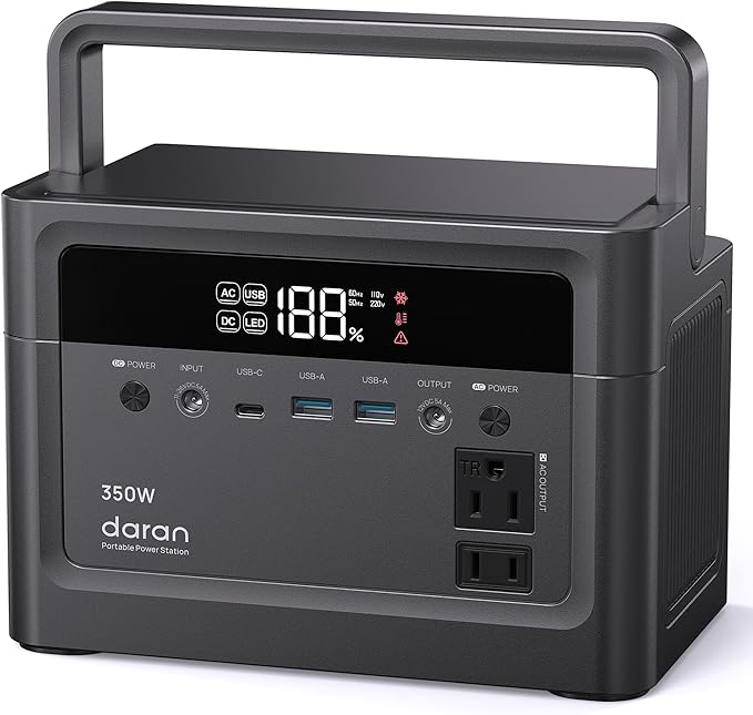 Portable Power Station 288Wh, 350W (700W Surge) LiFePO4 Solar Generator with AC/USB-C Ports, Fast Charging Emergency Battery Backup for Outdoor Camping, Travel, Hurricane Outage