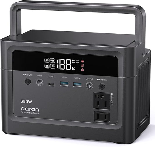 Portable Power Station 288Wh, 350W (700W Surge) LiFePO4 Solar Generator with AC/USB-C Ports, Fast Charging Emergency Battery Backup for Outdoor Camping, Travel, Hurricane Outage