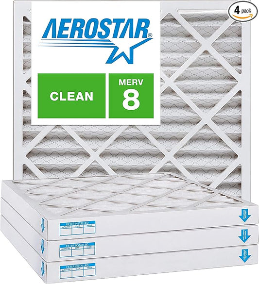 Aerostar 10x20x2 MERV 8, Pleated Air Filter, 10x20x2, Box of 4, Made in the USA