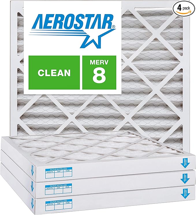 Aerostar 16x22x2 MERV 8, Pleated Air Filter, 16x22x2, Box of 4, Made in the USA
