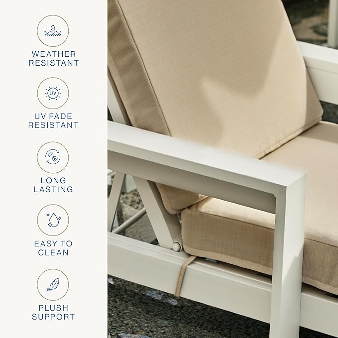Honeycomb Outdoor Essentials Chaise Lounge, 21 x 70, Courtyard Geo Almond Chair Cushion for Patio Furniture