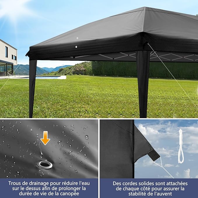 CFATLFRM 10x20 Black Pop Up Canopy Tent with 6 Removable Sidewalls, Carry Bag & 6 Sandbags & Stakes & Ropes Portable Commercial Outdoor Shelter Gazebo Tents for Parties Wedding Event Camping