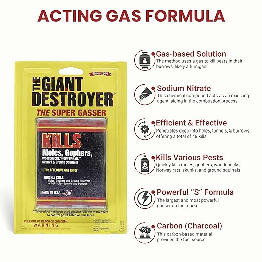 Giant Destroyer Smoke Bomb Gasser – Rodent & for Gophers, Moles, Groundhogs & Rats – 32pk (128 Tubes) + Jecudi Towel