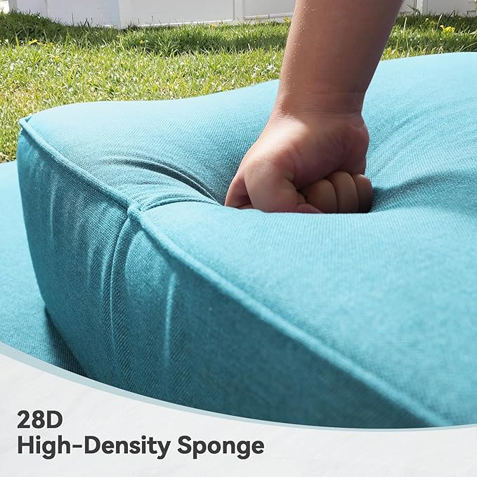6" Thick Outdoor Cushions 24x24x6, 3-Set Deep Seat Patio Cushions with Removable Cover, Waterproof & Fade Resistant Replacement for Wicker Chair, Loveseat, Sofa - Teal