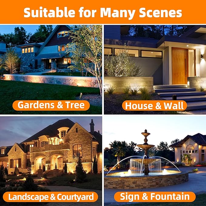 Brass Outdoor Spotlights,12V Low Voltage Landscape Lighting with MR16 LED Bulb,Waterproof Landscape Spot Lights for Yard,Garden,Lawn,Tree (10-Pack with Bulb)