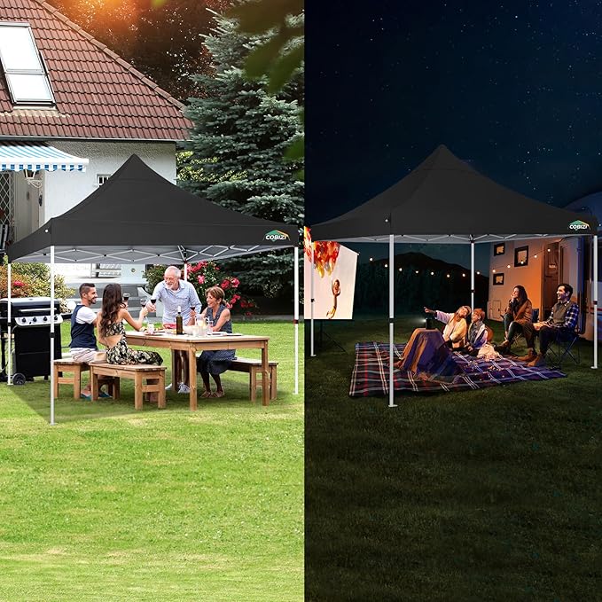 COBIZI 10x10ft Pop Up Canopy with 4 Removable Sidewalls, Easy Up Commercial Gazebos, Waterproof and UV50+ Gazebo with Portable Bag, Adjustable Leg Heights, Tents for Parties, with 4 sandbags