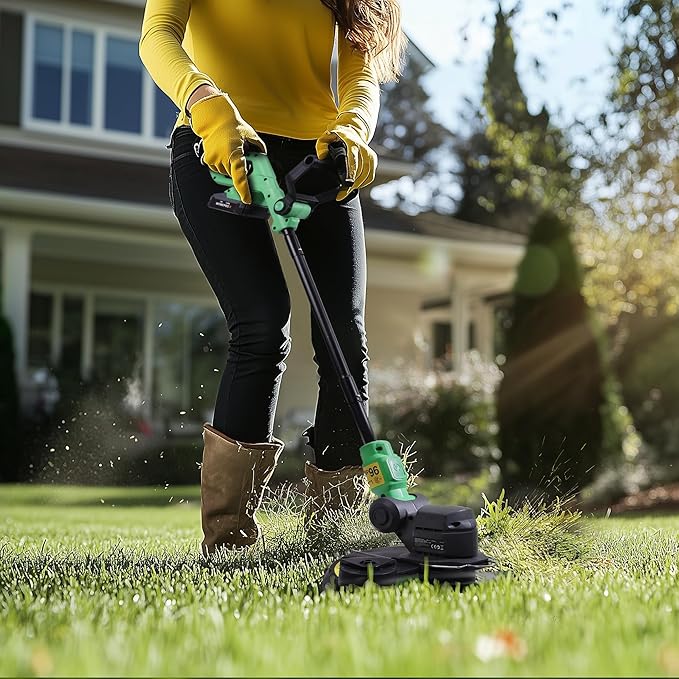 WORKPROX 12inch 20V String Trimmer, 4.0Ah Li-Ion Battery Powered Grass Cutter with Auto Line Feed, 2 in 1 Lawn Edger and Weed Trimmer with 2Pcs Grass Trimmer Spool Line