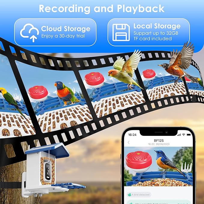 Bird Feeder with Camera, 2.5K UHD, AI Bird Species Recognition, Solar Powered, Instant Arrival Alerts, Weatherproof Squirrel-Proof Birdhouse with WiFi App Live View, 32GB Card & Accessories Included