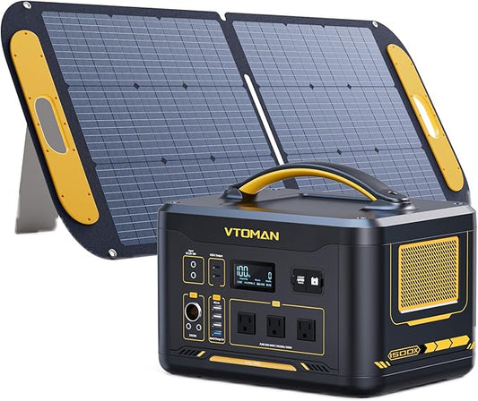 VTOMAN Jump 1500X Portable Power Station with 110W Solar Panel, 828Wh LiFePO4 Battery Solar Generator with 1500W AC Outlet, Jump Start, PD 100W Type-C for Camping, Home Backup, Outdoor Christmas Party