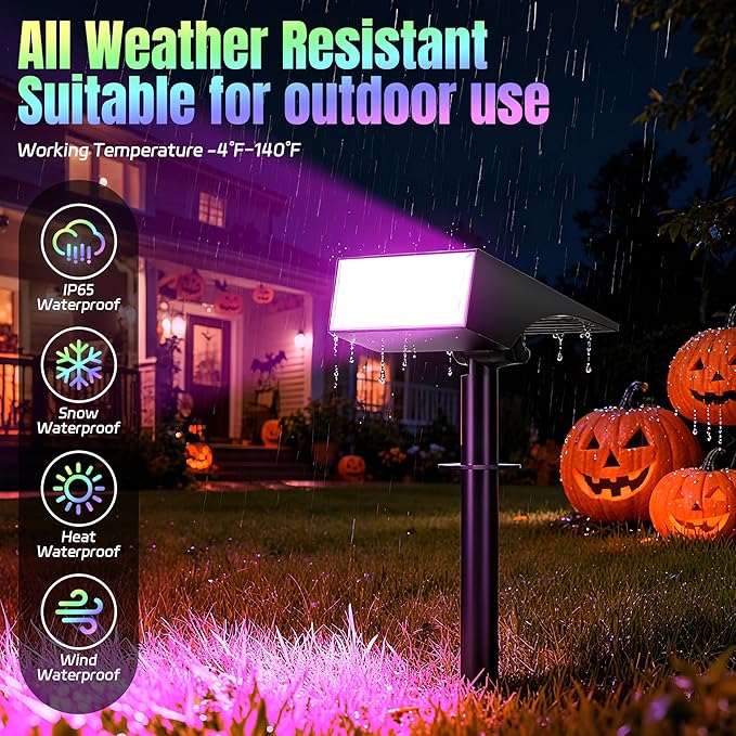 Solar Spot Lights Outdoor Color Changing, [7 Mode/6 Pack] Christmas Landscape Spotlights, Solar Lights Outdoor Waterproof,Led Powered Flood Light for Halloween Pathway Yard Garden Tree Walkway