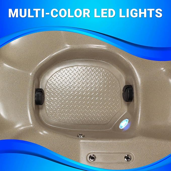 AquaLife Inland™ 5-6 Person 24-Jet Lounger Hot Tub with LED Lighting, Digital Control, Insulated Cover