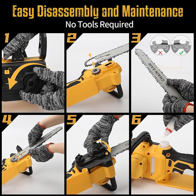Mini Chainsaw for Dewalt 20V Max Battery,12 Inch Electric Chainsaw with Security Lock, Brushless for Cordless Chain saw for Wood Cutting, Tree Cutting (Battery Not Included)
