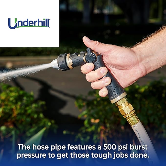 Underhill Proline Gold Series Commercial Garden Water Hose 100 ft, Lightweight, Heavy-Duty, Flexible, Kink Free, Industrial, 500 psi, H75-100PR0-G 3/4" x 100', Gold